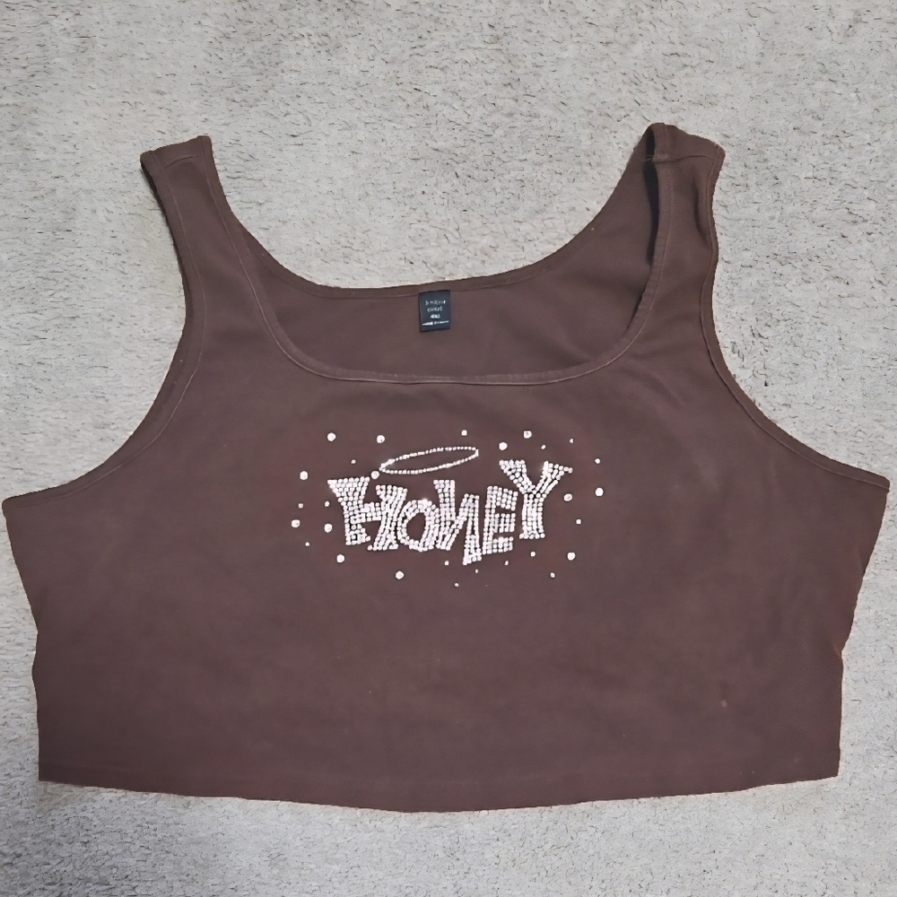 Plus Size Brown Crop Top